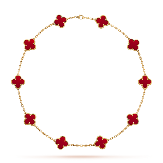 ˇGilded EraˇCLOVER 10 MOTIFS CARNELIAN NECKLACE