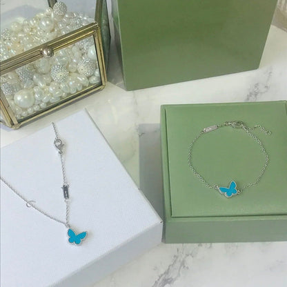 ˇGilded EraˇBUTTERFLY TURQUOISE BUTTERFLY BRACELET SILVER