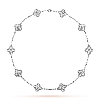 ˇGilded EraˇCLOVER 10 MOTIFS DIAMOND NECKLACE