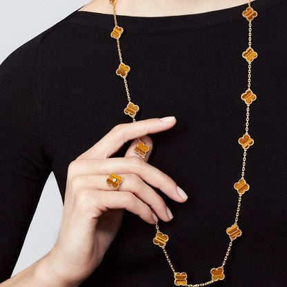 ˇGilded EraˇCLOVER 20 MOTIFS TIGER EYE ROSE GOLD
