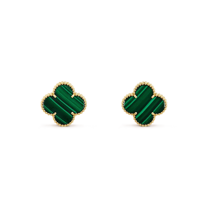 ˇGilded EraˇCLOVER MINI 9.5MM MALACHITE  EARRINGS