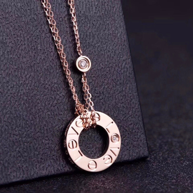 ˇGilded EraˇLOVE NECKLACE 16MM 2 DIAMONDS