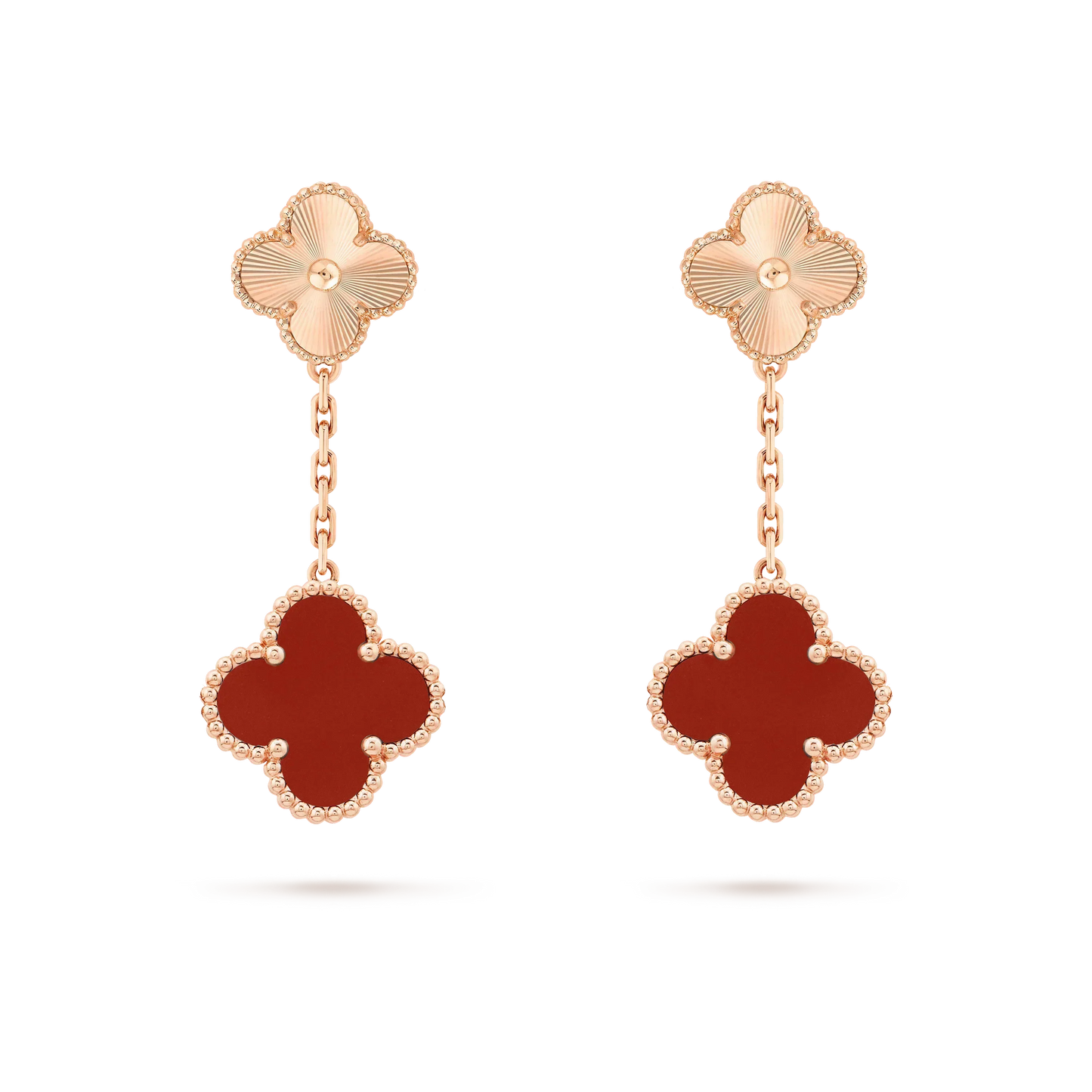 ˇGilded EraˇCLOVER 2 MOTIF  LASER CARNELIAN EARRINGS