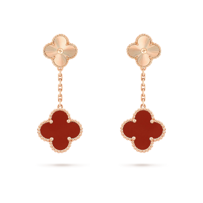 ˇGilded EraˇCLOVER 2 MOTIF  LASER CARNELIAN EARRINGS