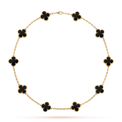 ˇGilded EraˇCLOVER 10 MOTIFS ONYX NECKLACE