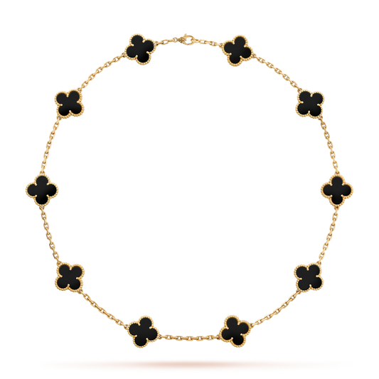 ˇGilded EraˇCLOVER 10 MOTIFS ONYX NECKLACE