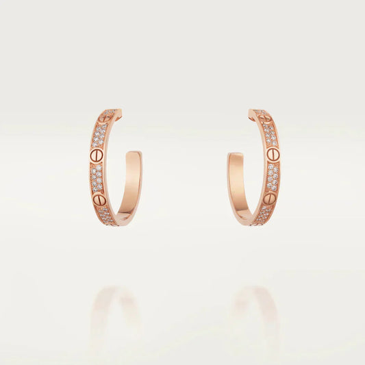 ˇGilded EraˇLOVE DIAMOND PINK GOLD HOOP EARRINGS