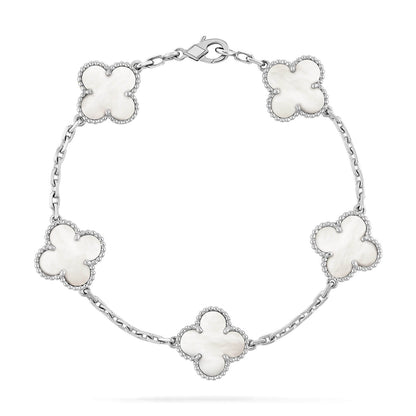 ˇGilded EraˇCLOVER SILVER MOP 5 MOTIF BRACELET