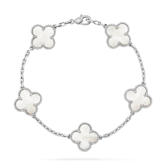 ˇGilded EraˇCLOVER SILVER MOP 5 MOTIF BRACELET