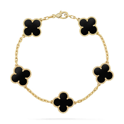 ˇGilded EraˇCLOVER  5 MOTIFS BLACK ONYX BRACELET