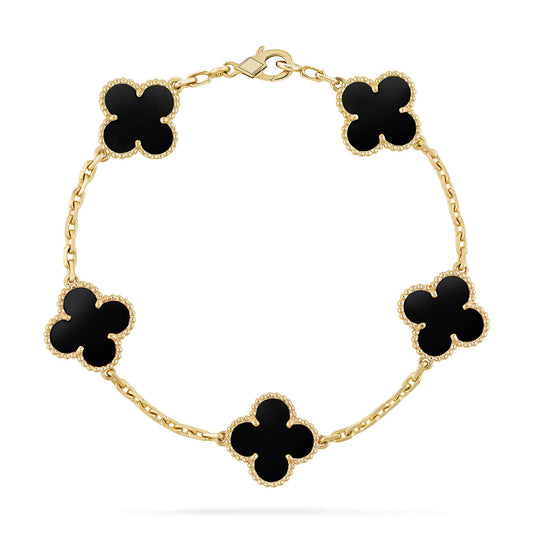 ˇGilded EraˇCLOVER  5 MOTIFS BLACK ONYX BRACELET