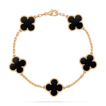 ˇGilded EraˇCLOVER  5 MOTIFS BLACK ONYX BRACELET