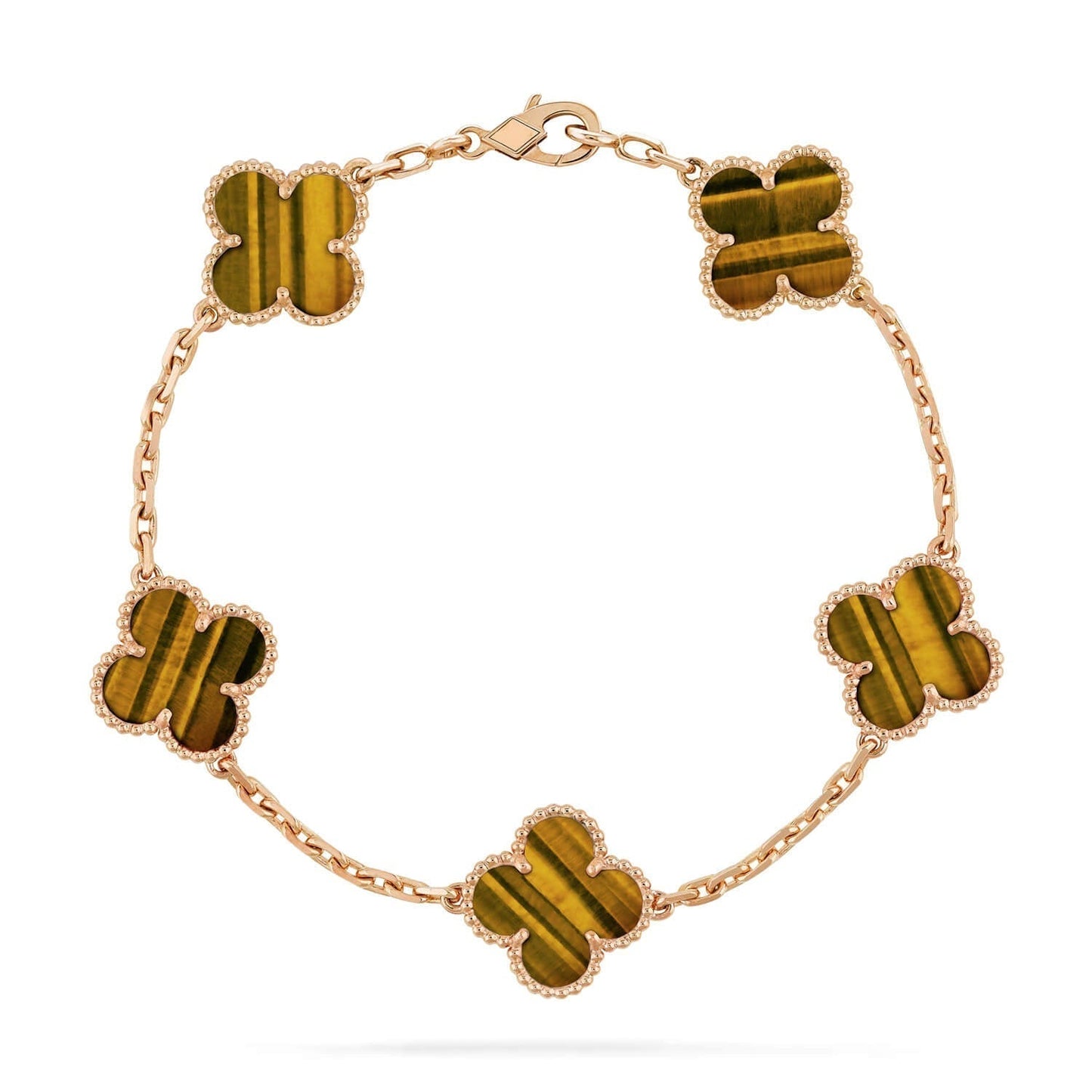 ˇGilded EraˇCLOVER  5 MOTIFS TIGER EYE BRACELET