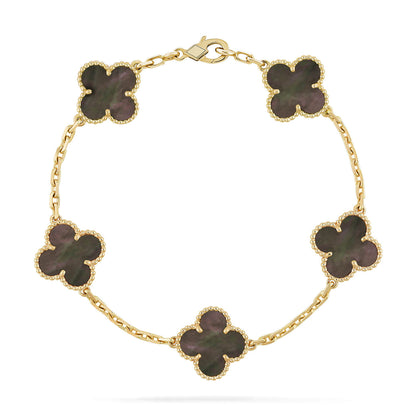 ˇGilded EraˇCLOVER 5 MOTIF GRAY MOP  BRACELET