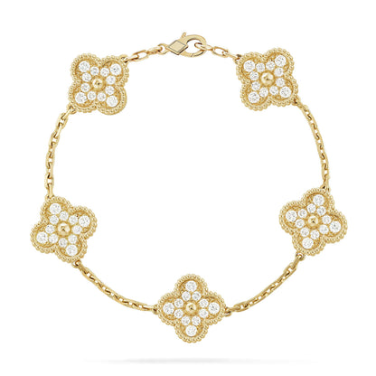 ˇGilded EraˇCLOVER 5 MOTIFS  FULL DIAMOND BRACELET