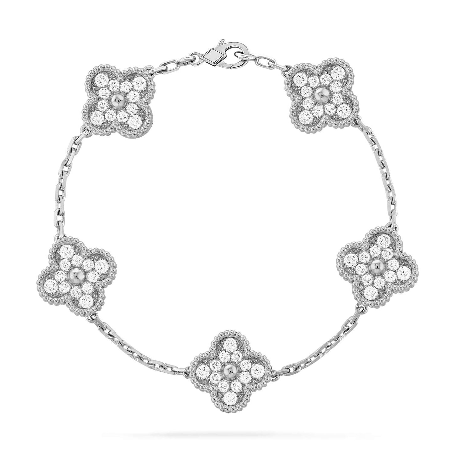 ˇGilded EraˇCLOVER 5 MOTIFS  DIAMOND BRACELET SILVER