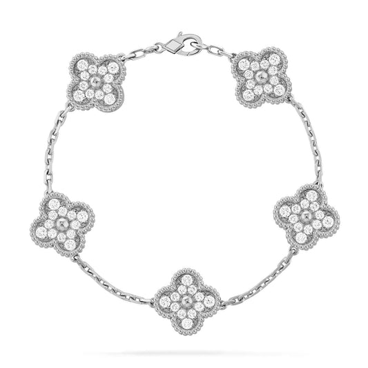 ˇGilded EraˇCLOVER 5 MOTIFS  DIAMOND BRACELET SILVER