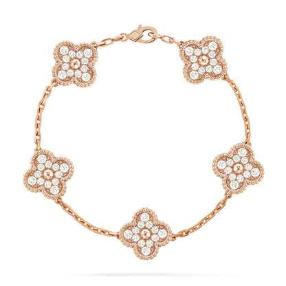 ˇGilded EraˇCLOVER 5 MOTIFS  FULL DIAMOND BRACELET