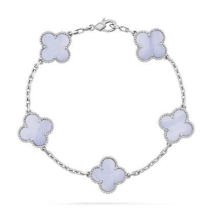 ˇGilded EraˇCLOVER  5 MOTIF PURPLE CHALCEDONY BRACELET SILVER