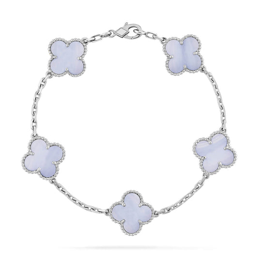 ˇGilded EraˇCLOVER  5 MOTIF PURPLE CHALCEDONY BRACELET SILVER