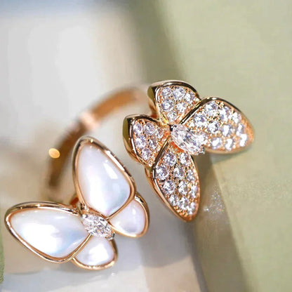ˇGilded EraˇTWIN BUTTERFLY DIAMOND MOP RING
