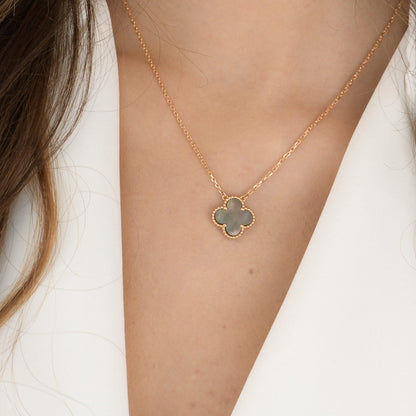 ˇGilded EraˇCLOVER 15MM  GRAY MOTHER OF PEARL NECKLACE