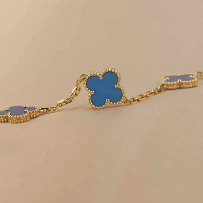 ˇGilded EraˇCLOVER 5 MOTIFS BLUE AGATE BRACELET