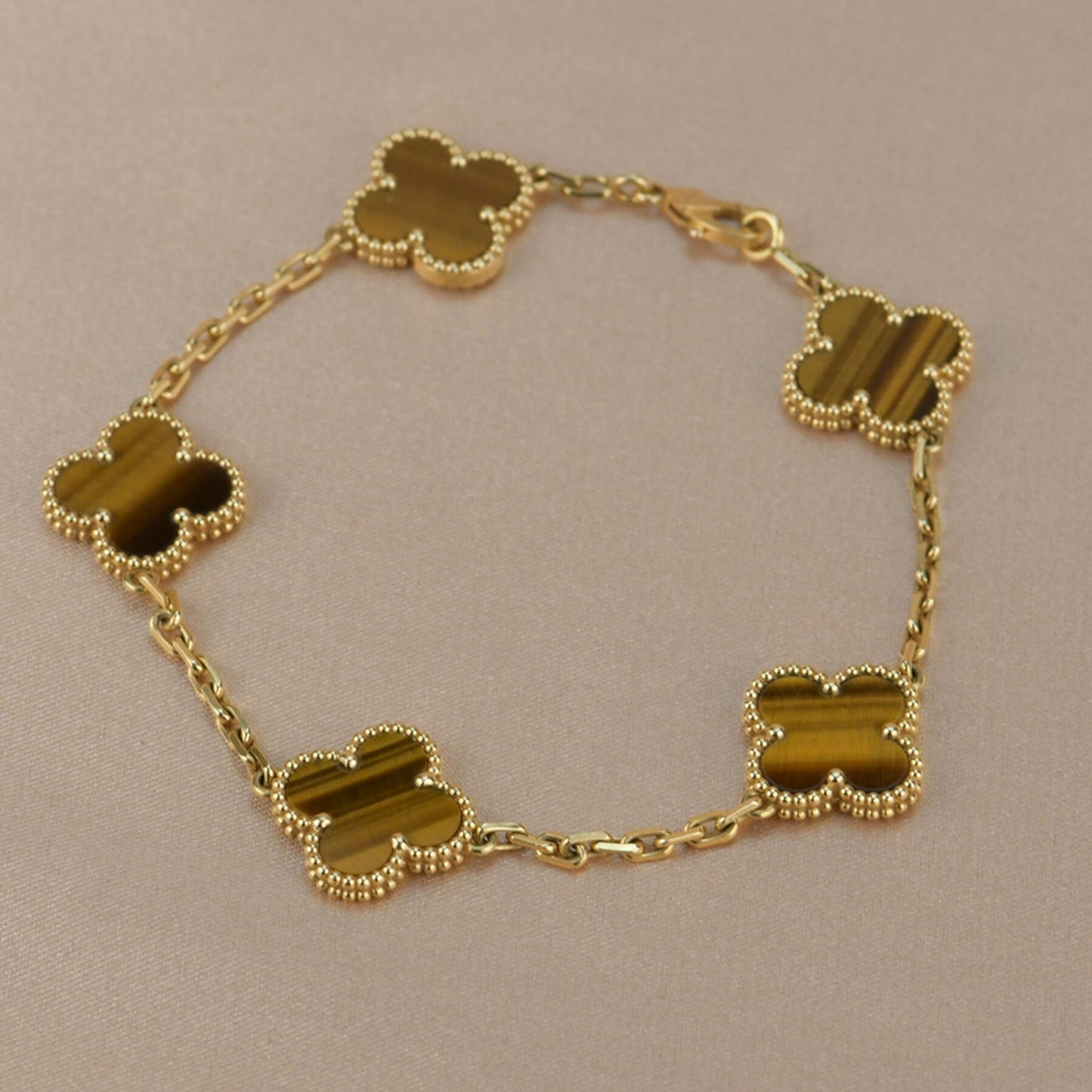 ˇGilded EraˇCLOVER  5 MOTIFS TIGER EYE BRACELET