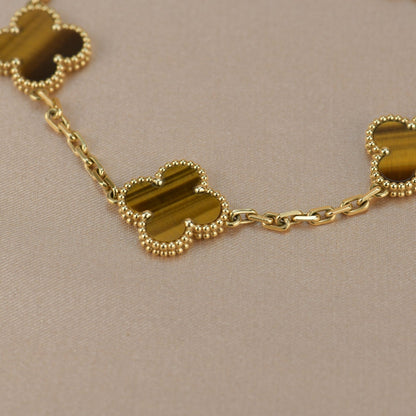 ˇGilded EraˇCLOVER  5 MOTIFS TIGER EYE BRACELET