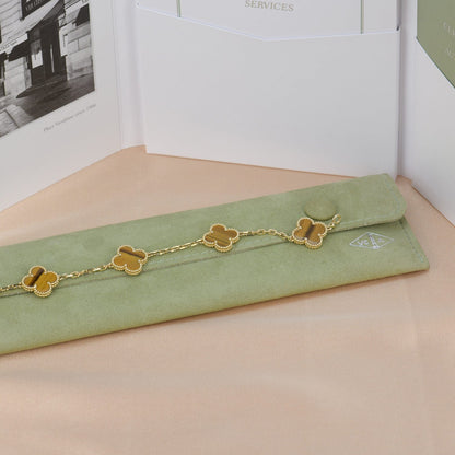 ˇGilded EraˇCLOVER  5 MOTIFS TIGER EYE BRACELET