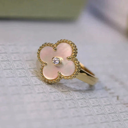 ˇGilded EraˇCLOVER PINK MOP RING GOLD DIAMOND