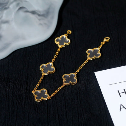 ˇGilded EraˇCLOVER 5 MOTIF ROCK CRYSTAL PINK GOLD BRACELET