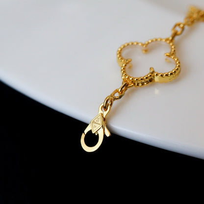ˇGilded EraˇCLOVER 5 MOTIF ROCK CRYSTAL PINK GOLD BRACELET