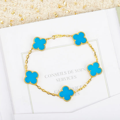 ˇGilded EraˇCLOVER 5 MOTIFS TURQUOISE BRACELET