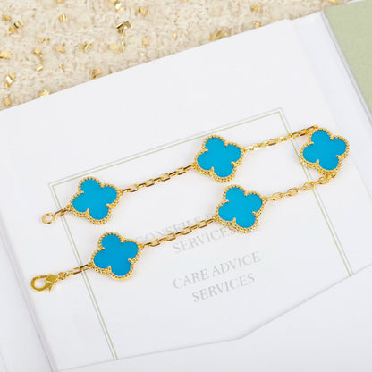 ˇGilded EraˇCLOVER 5 MOTIFS TURQUOISE BRACELET