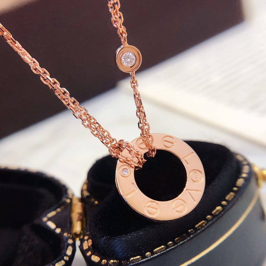 ˇGilded EraˇLOVE NECKLACE 16MM 2 DIAMONDS
