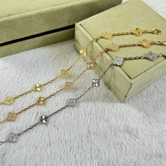 ˇGilded EraˇCLOVER 6 MOTIF DIAMOND LASER BRACELET