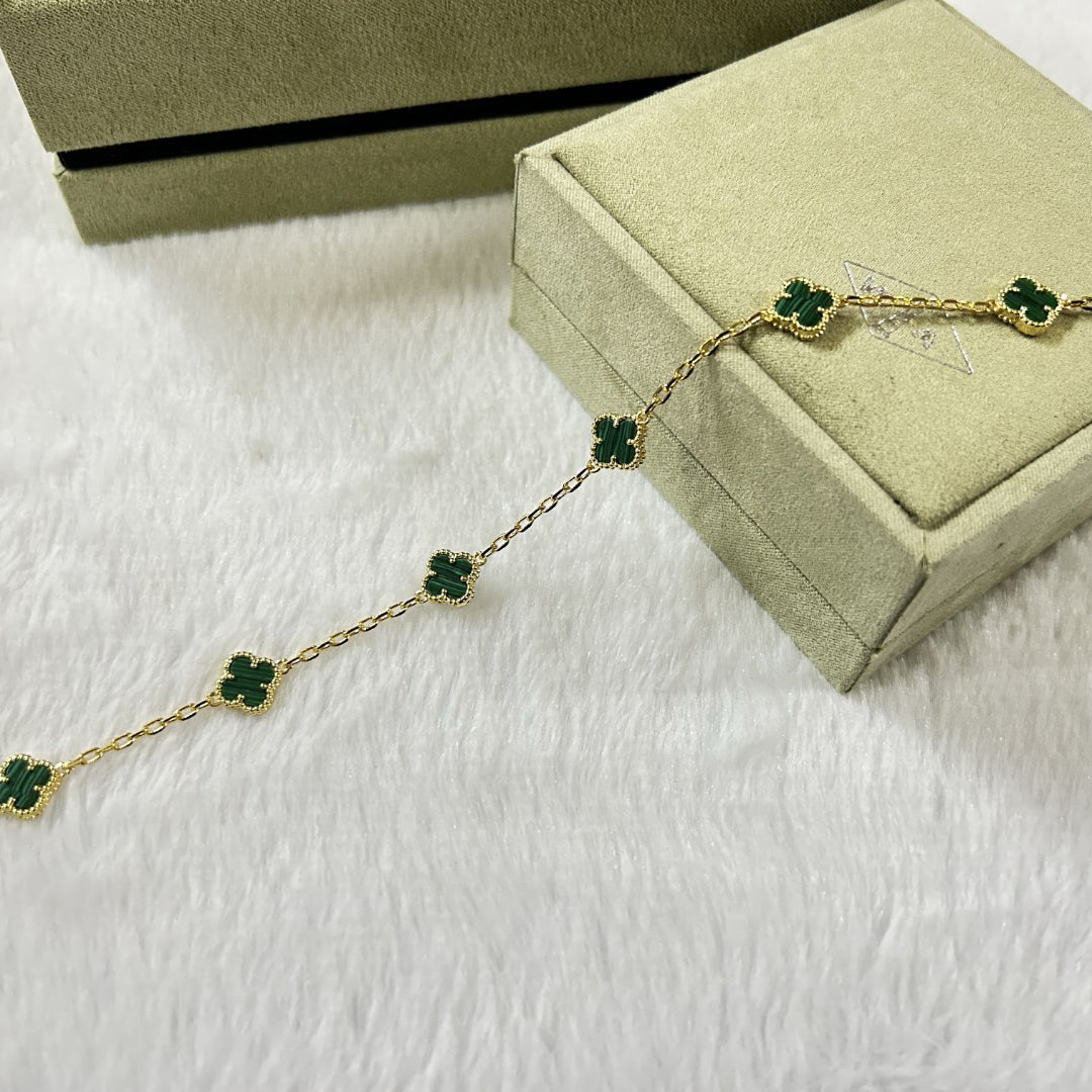 ˇGilded EraˇCLOVER 6 MOTIF MALACHITE BRACELET