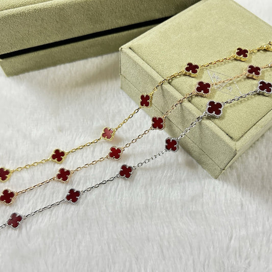 ˇGilded EraˇCLOVER 6 MOTIF RED AGATE BRACELET