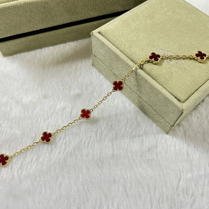 ˇGilded EraˇCLOVER 6 MOTIF RED AGATE BRACELET