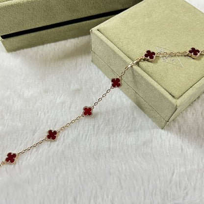 ˇGilded EraˇCLOVER 6 MOTIF RED AGATE BRACELET