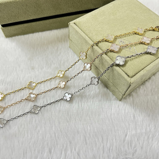ˇGilded EraˇCLOVER 6 MOTIF WHITE MOP BRACELET