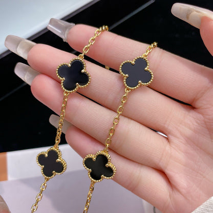 ˇGilded EraˇCLOVER 10 MOTIFS ONYX NECKLACE