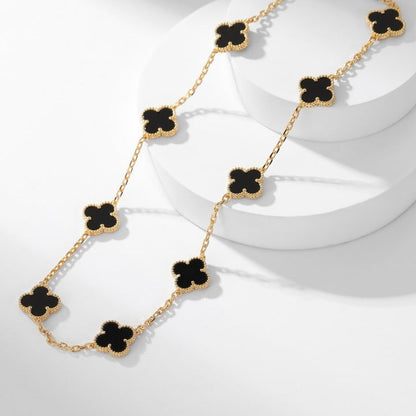 ˇGilded EraˇCLOVER 10 MOTIFS ONYX NECKLACE