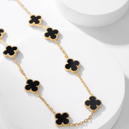 ˇGilded EraˇCLOVER 10 MOTIFS ONYX NECKLACE