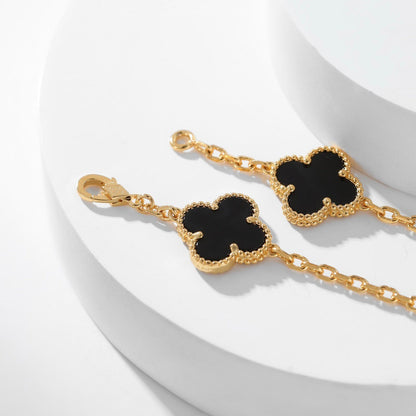 ˇGilded EraˇCLOVER 10 MOTIFS ONYX NECKLACE