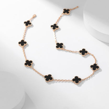 ˇGilded EraˇCLOVER 10 MOTIFS ONYX NECKLACE