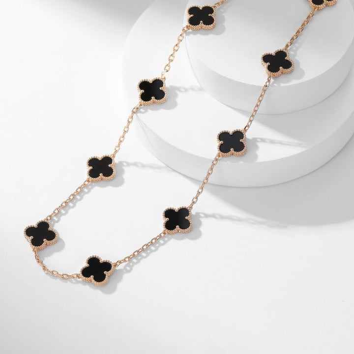ˇGilded EraˇCLOVER 10 MOTIFS ONYX NECKLACE