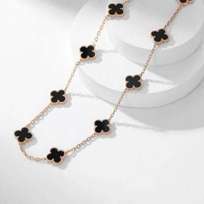 ˇGilded EraˇCLOVER 10 MOTIFS ONYX NECKLACE
