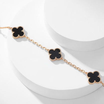 ˇGilded EraˇCLOVER 10 MOTIFS ONYX NECKLACE
